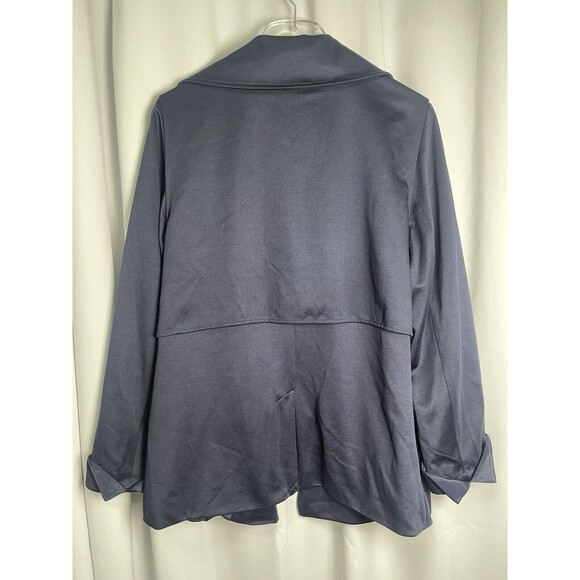 ADRIANNA PAPEL Trench Jacket With Back Yoke In Navy Sz Large New - Picture 6 of 10